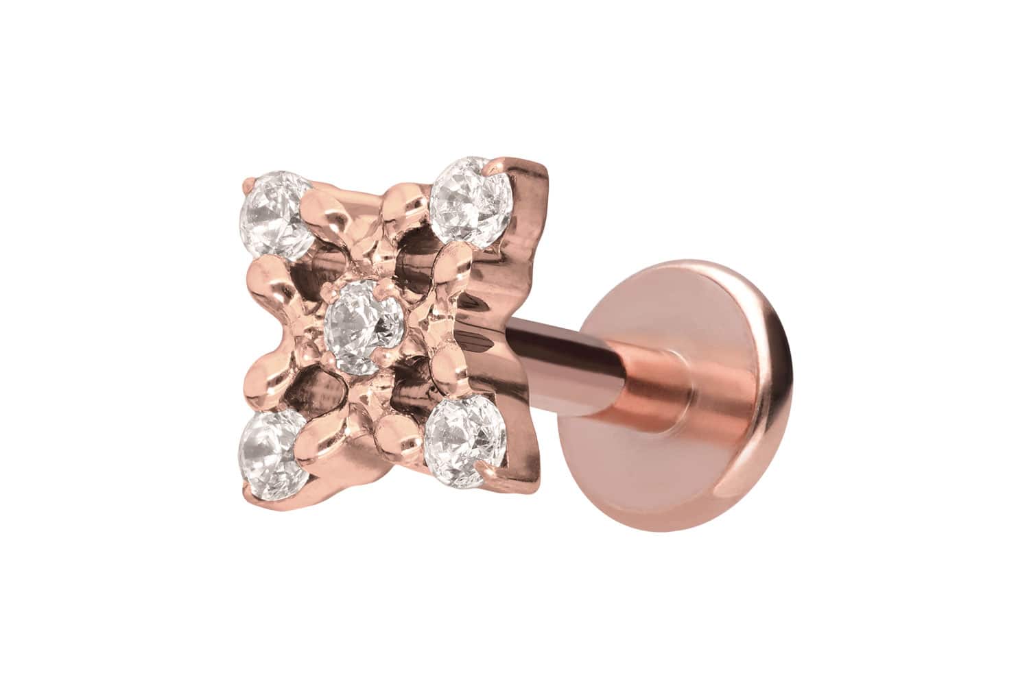 Titan Labret Piercing mit Innengewinde KRISTALLBLUME